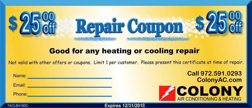 Air Conditioning Heating Repair Coupon