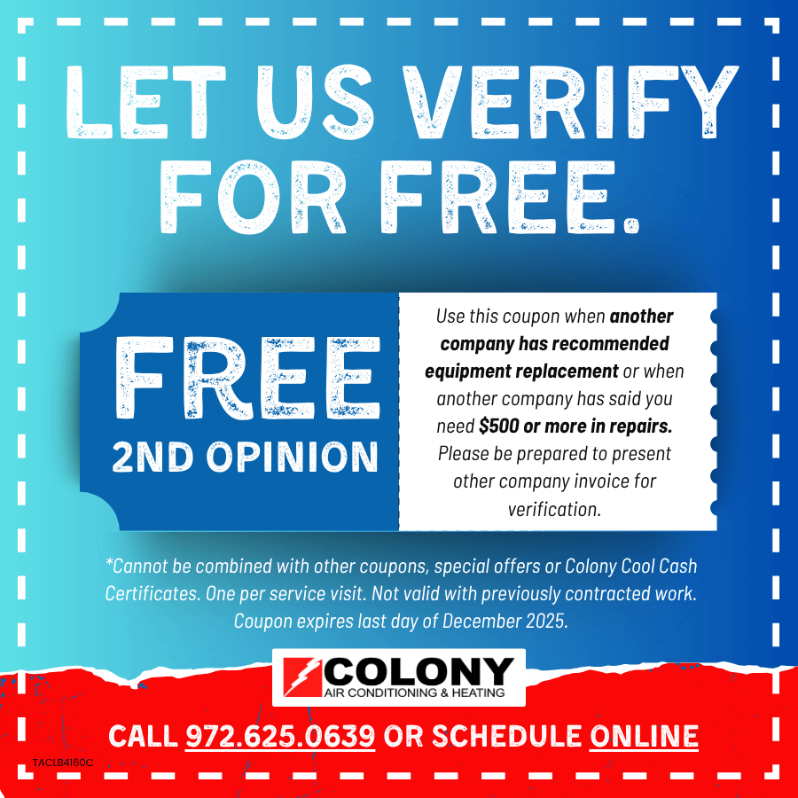 Special offers for HVAC services by Colony Air Conditioning & Heating.