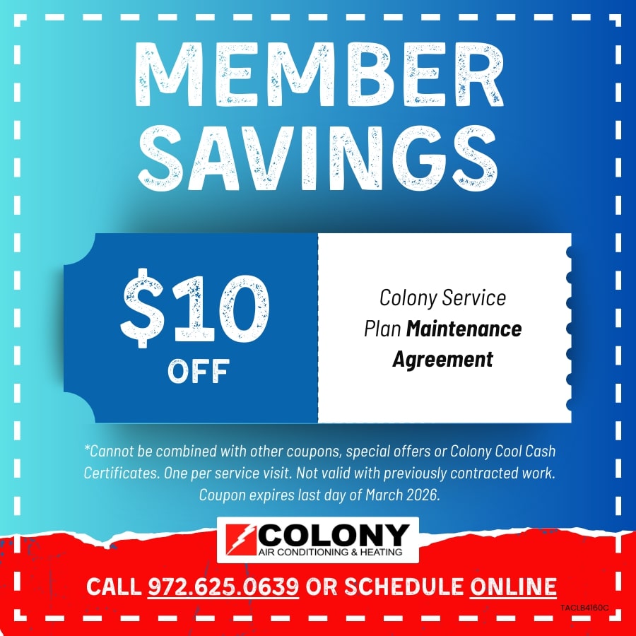 Special offers for HVAC services by Colony Air Conditioning & Heating.
