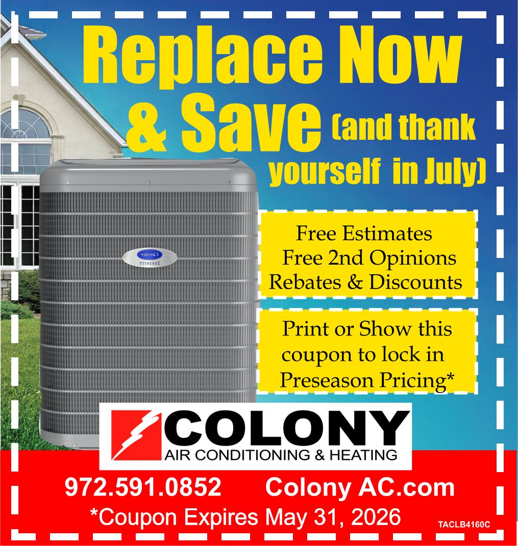 Special offers for HVAC services by Colony Air Conditioning & Heating.