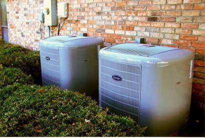 Outdoor AC units installed by Colony in Lewisville